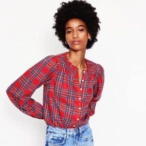 Boden Mae Smocked Cotton Blouse - Red